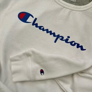 Champion Powerblend script heat transfer logo crewneck sweatshirt Men's Size 2XL